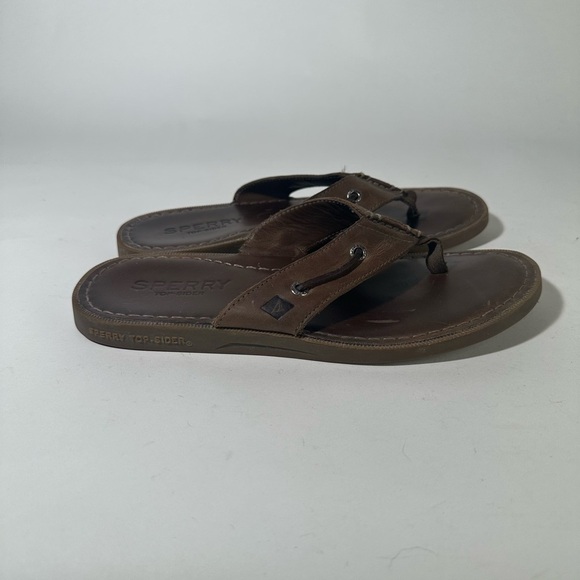Dark Brown Leather Flip-Flops with Contoured Footbed - Picture 4 of 9